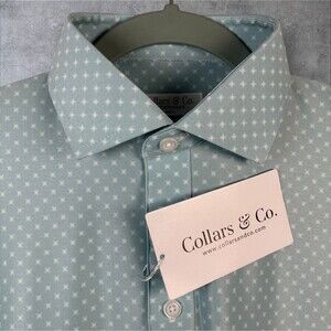 Collars & Co Polo Shirt Mens S Seabreak Green Relaxed Stretch Dress Collar NWT